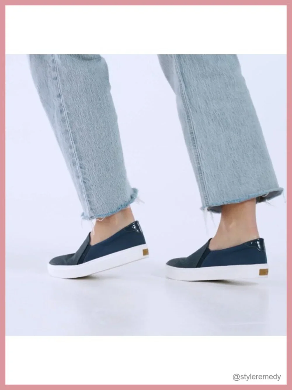 Faux Leather Slip-On Fashion Sneakers with Twin Gore Panels - Lightweight